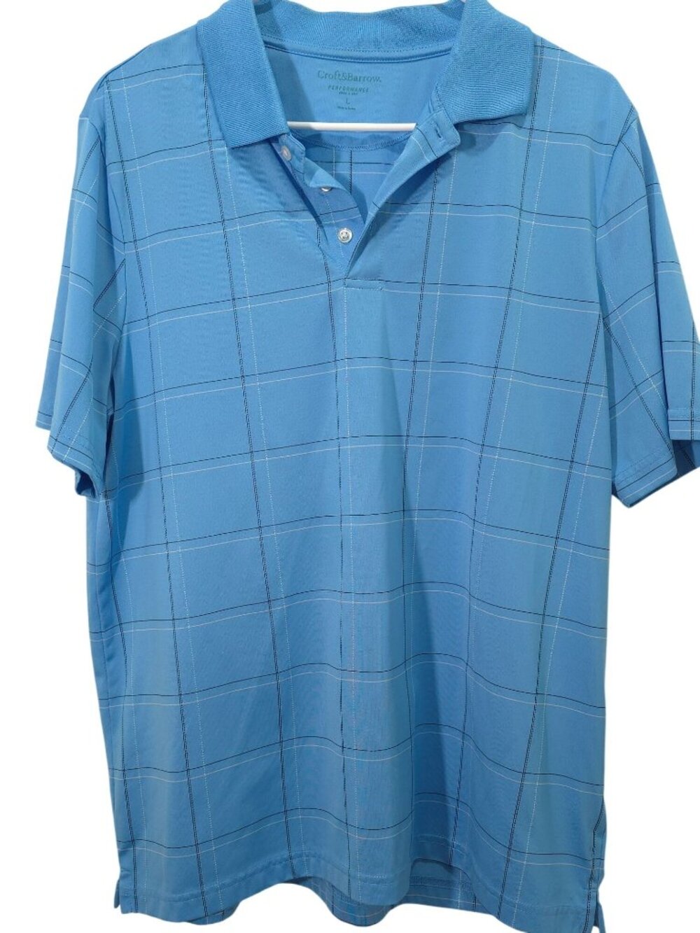 Croft & Barrow Men's Blue Plaid Performance Polo Shirt Size L